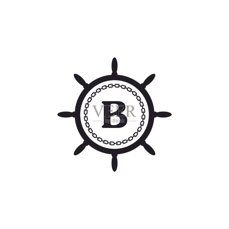 字母B船舵圆形标志图标素材