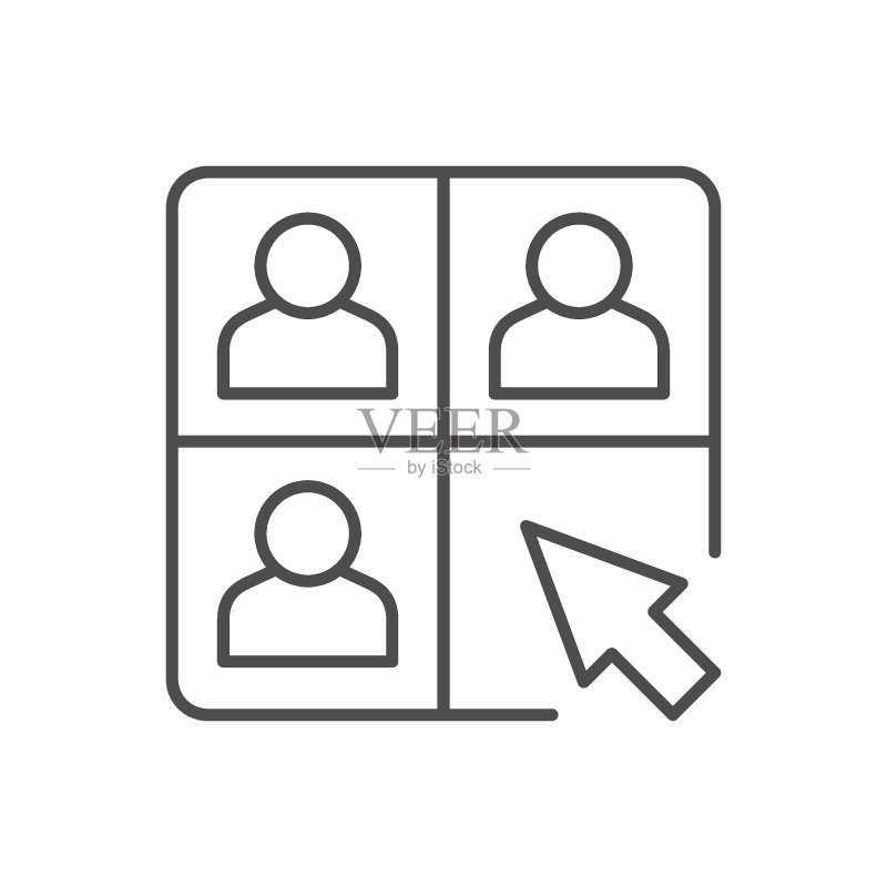 在线会议线性轮廓图标图标素材