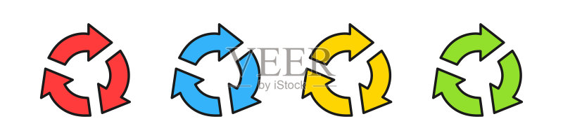 不同颜色的可回收垃圾分类图标图标素材