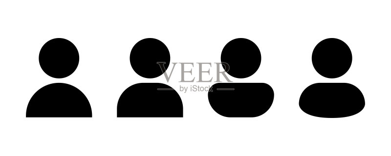 用户头像字形图标：用户个人资料图标集，头像符号，实体用户象形图矢量素材图标素材