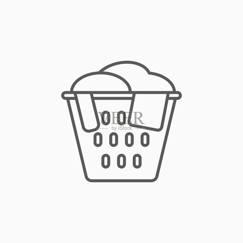 洗衣篮图标，衣物篮矢量图图标素材