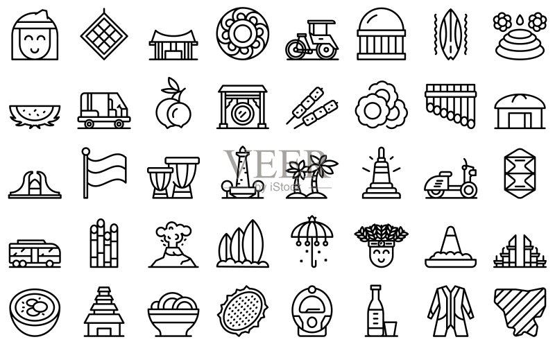 雅加达图标矢量图：建筑图标素材