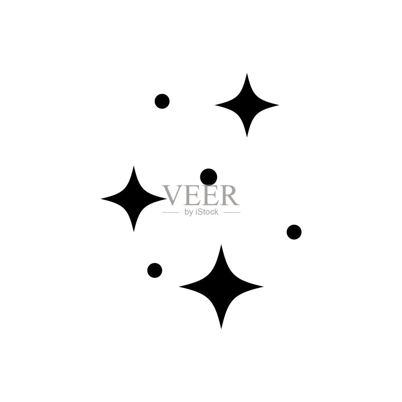 干净的星星闪耀线条图标，清洁符号图标素材