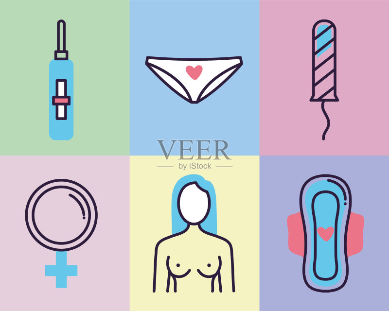 六个女性健康图标图标素材