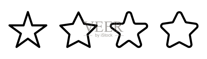 线性星星图标，黑色星星形状矢量图图标素材