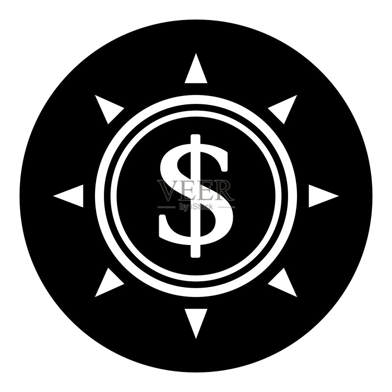 白色背景上的美元扁平图标图标素材