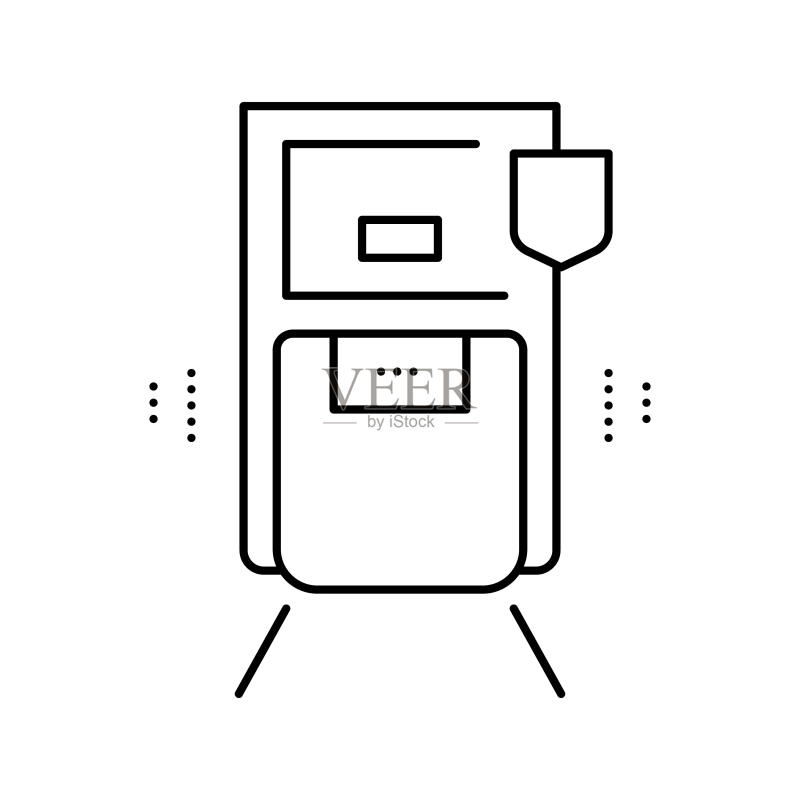 带钥匙的锁线条图标矢量隔离插图图标素材