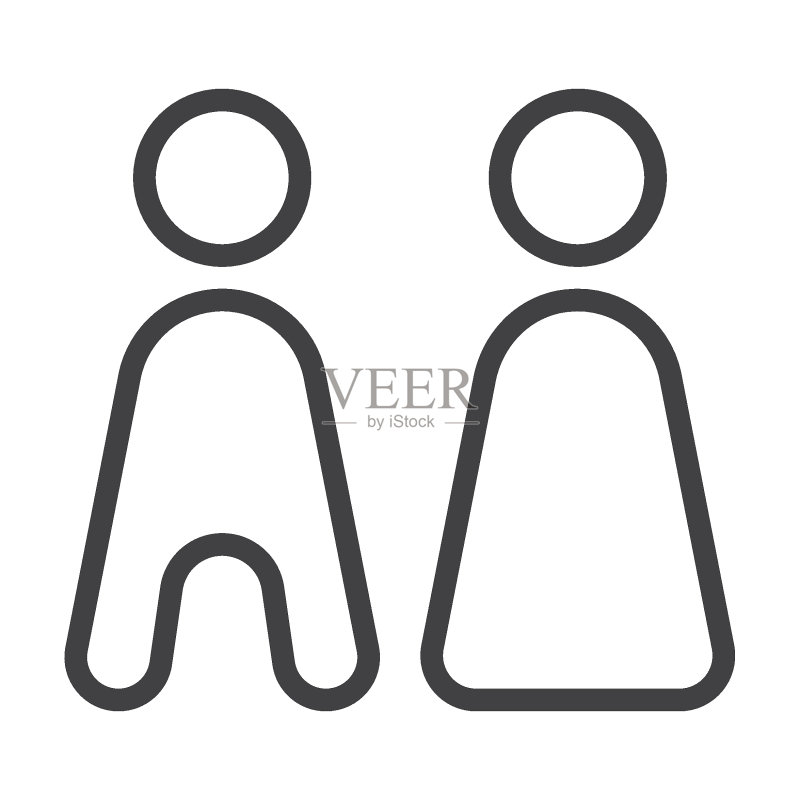 双人间线条图标图标素材
