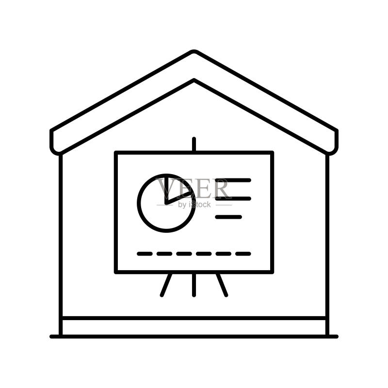 家庭远程演示线性图标矢量图图标素材