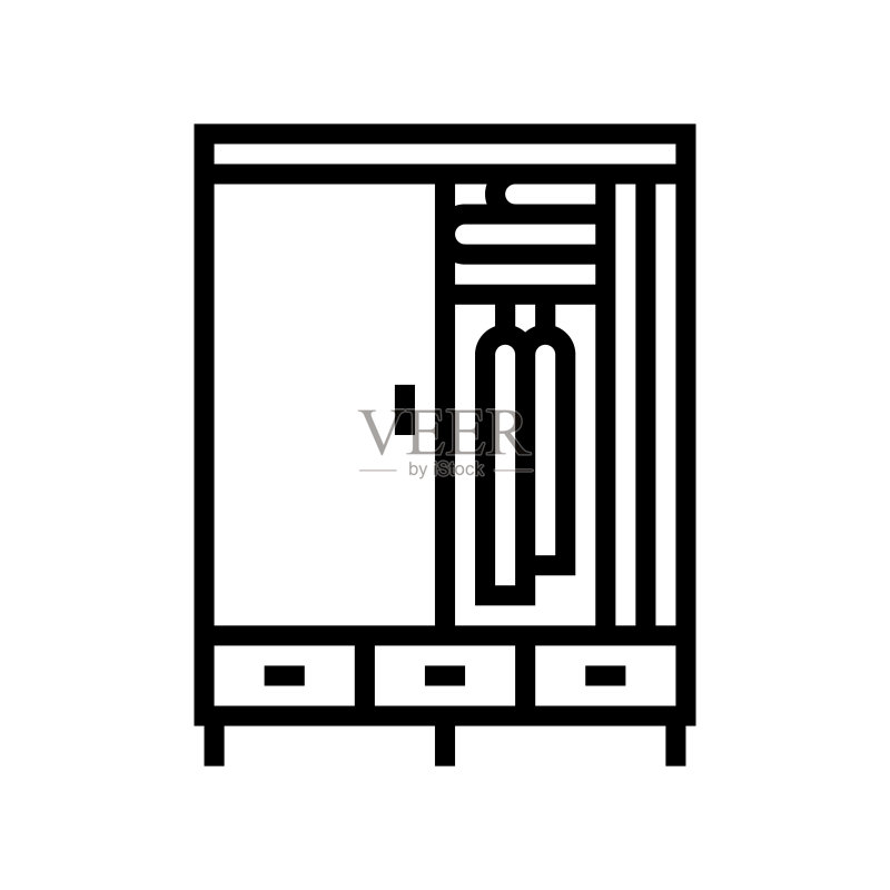 衣柜家具线条图标矢量图图标素材