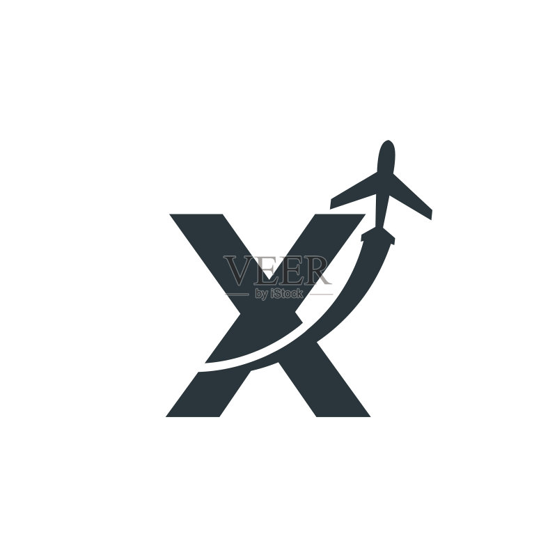 字母X飞机旅行logo图标素材