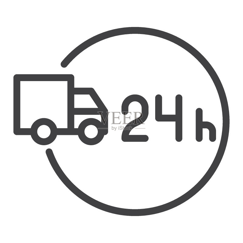 24小时送货服务线性图标图标素材