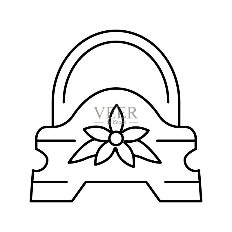 幼儿园花盆线条图标矢量图图标素材
