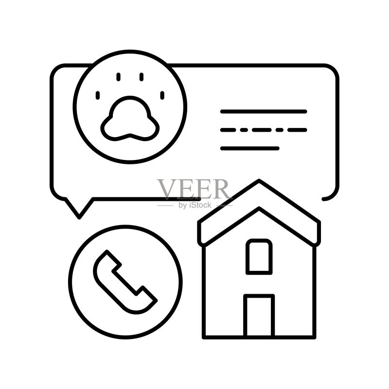 家访宠物线条图标矢量图图标素材