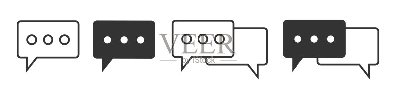在线消息图标：聊天气泡矢量图，网络对话符号图标素材