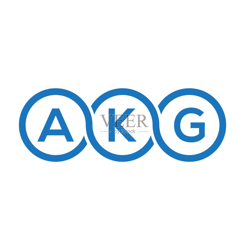 白色背景上的AKG字母Logo设计图标素材