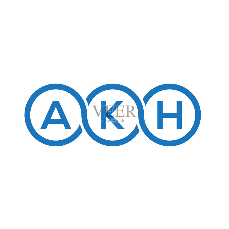 白色背景上的AKH字母标志设计图标素材