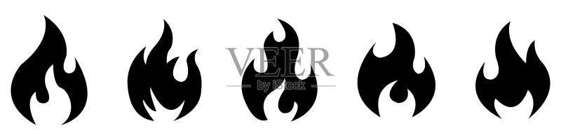 用于设计的火焰图标. 概念火焰，火，图标，扁平风格矢量图图标素材