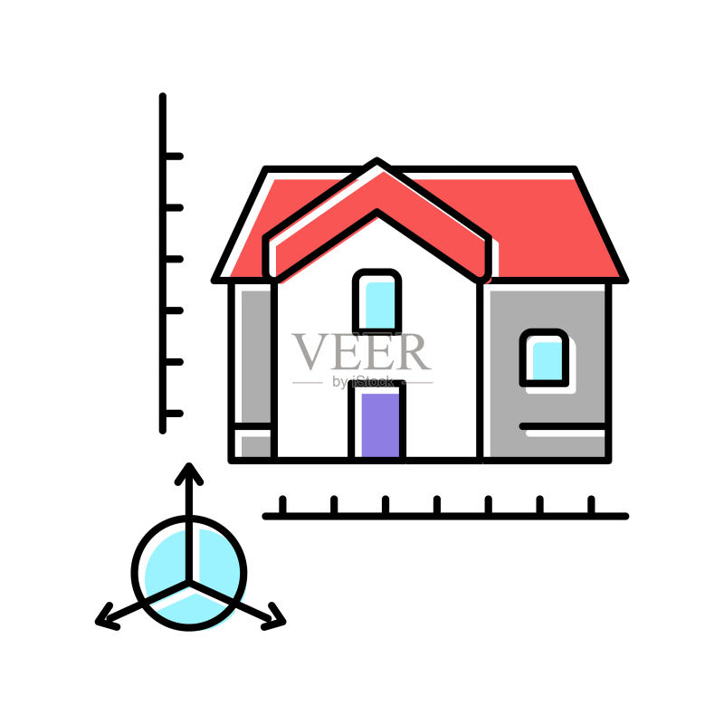 房屋建造模型彩色图标矢量图图标素材