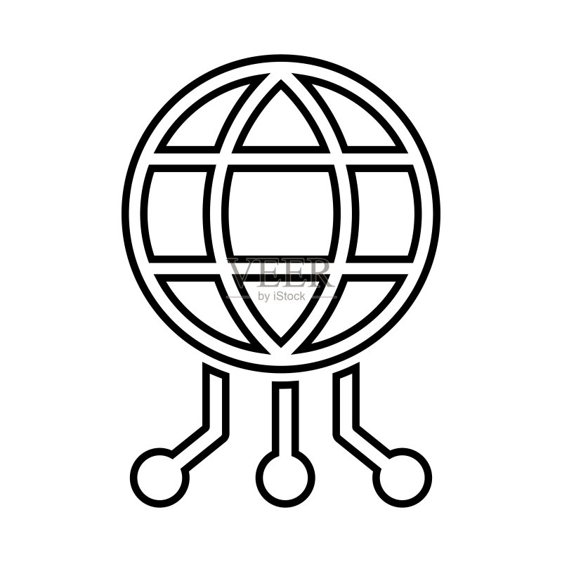 互联互通网络Internet轮廓图标矢量线稿图标素材