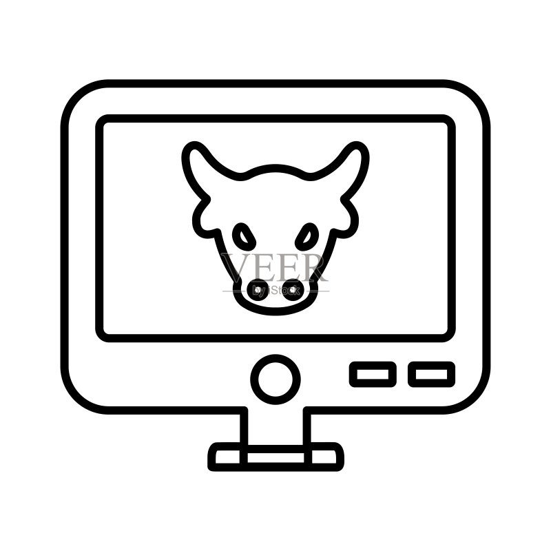 在线数字奶牛养殖图标轮廓矢量图图标素材