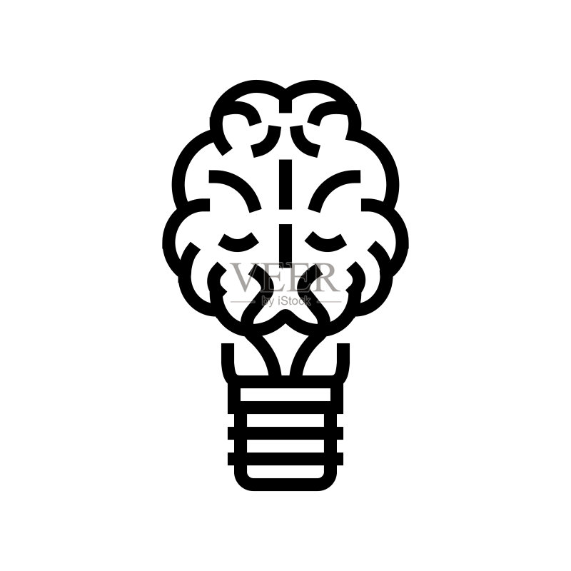头脑风暴灯泡线条图标矢量图图标素材