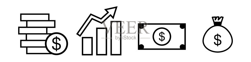 美元或条形图图标合集图标素材