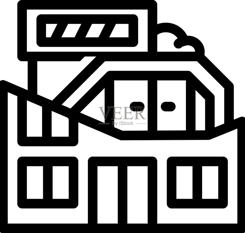 造型独特的房屋建筑线条图标图标素材
