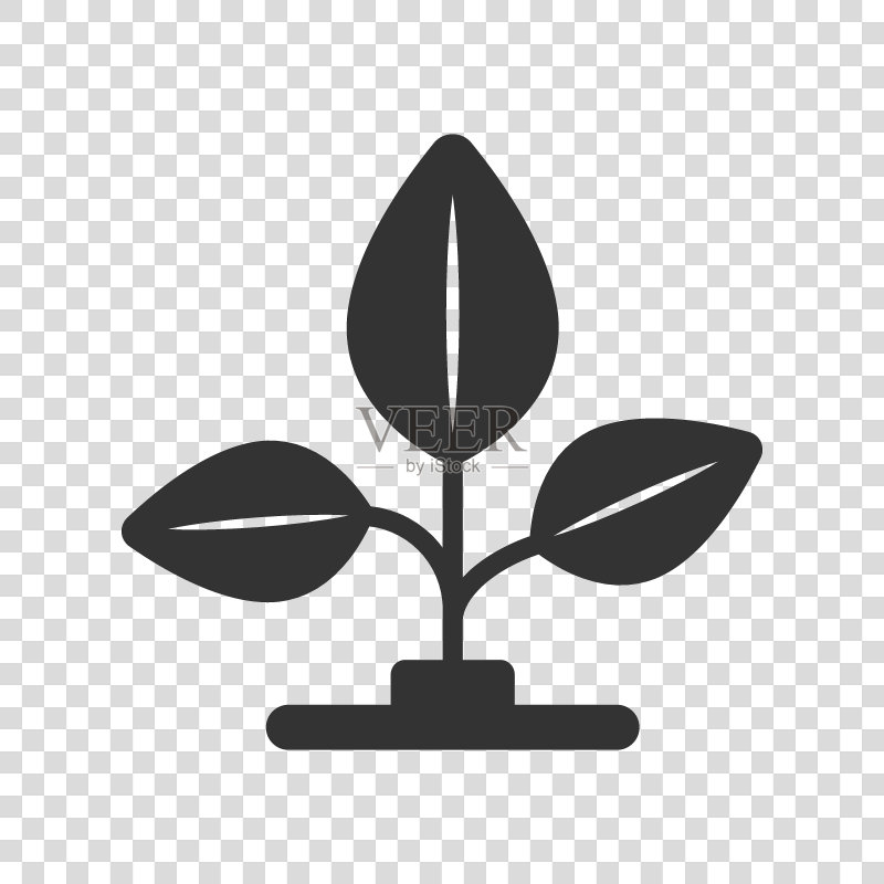 扁平风格的树叶图标。白色背景上的植物矢量素材。花朵标志商业概念图标素材