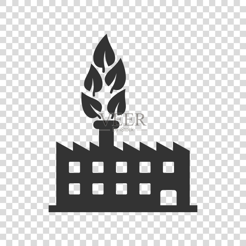 扁平风格的工厂生态图标：生态工厂矢量插图图标素材