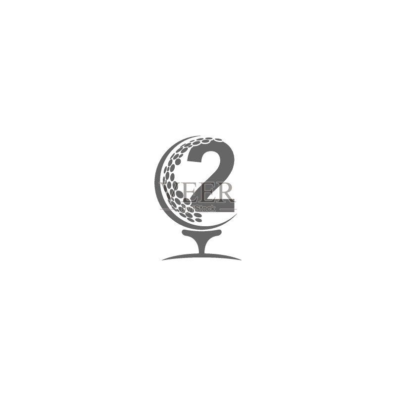 数字2和高尔夫球图标logo设计图标素材