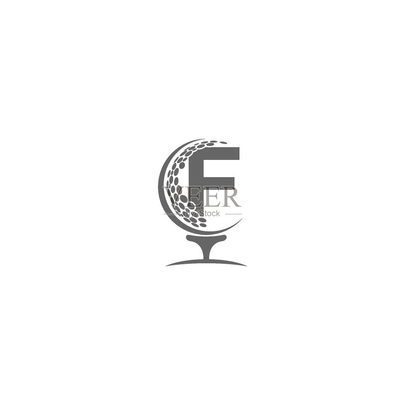 字母F和高尔夫球图标Logo设计图标素材