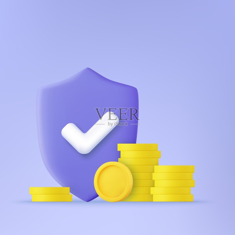 3D盾牌的保护资金概念图标素材