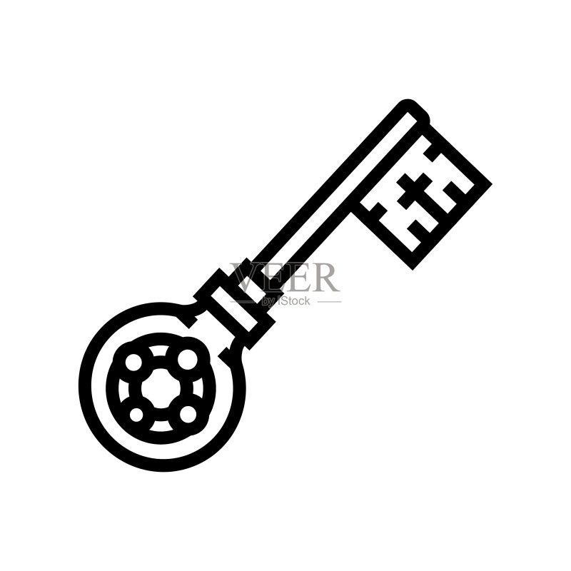 钥匙中世纪线条图标矢量插图图标素材