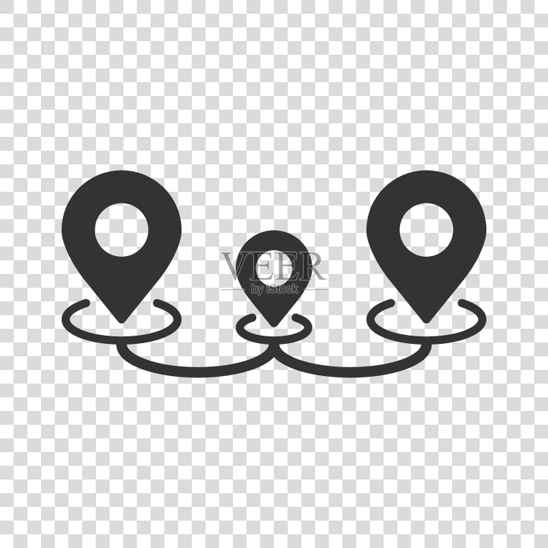 地图图钉图标在平坦的风格。GPS导航矢量图白色孤立背景。定位经营理念。图标素材