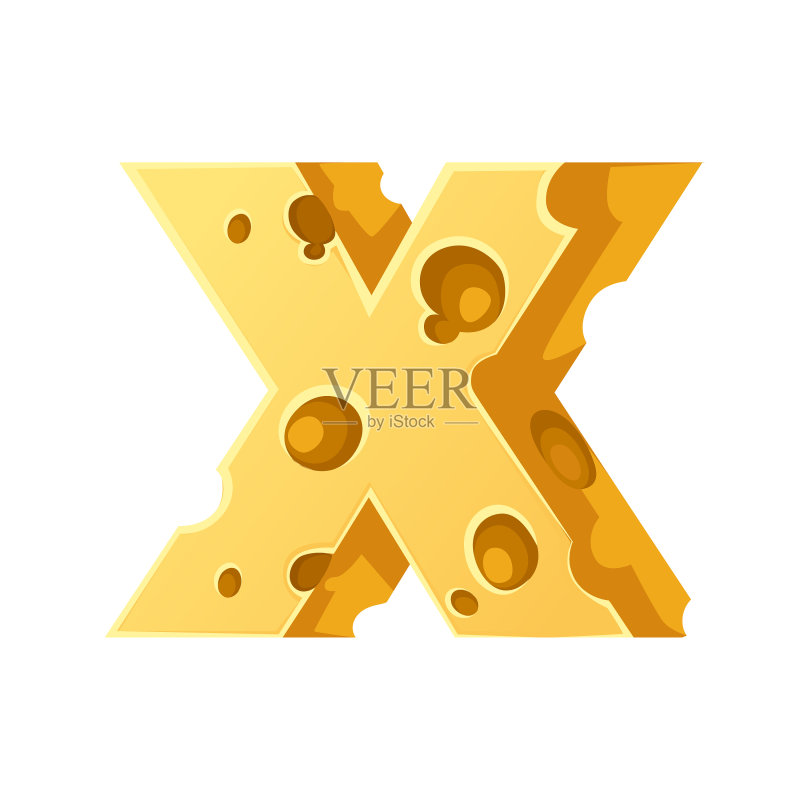 奶酪字母x卡通食品扁平设计图标素材