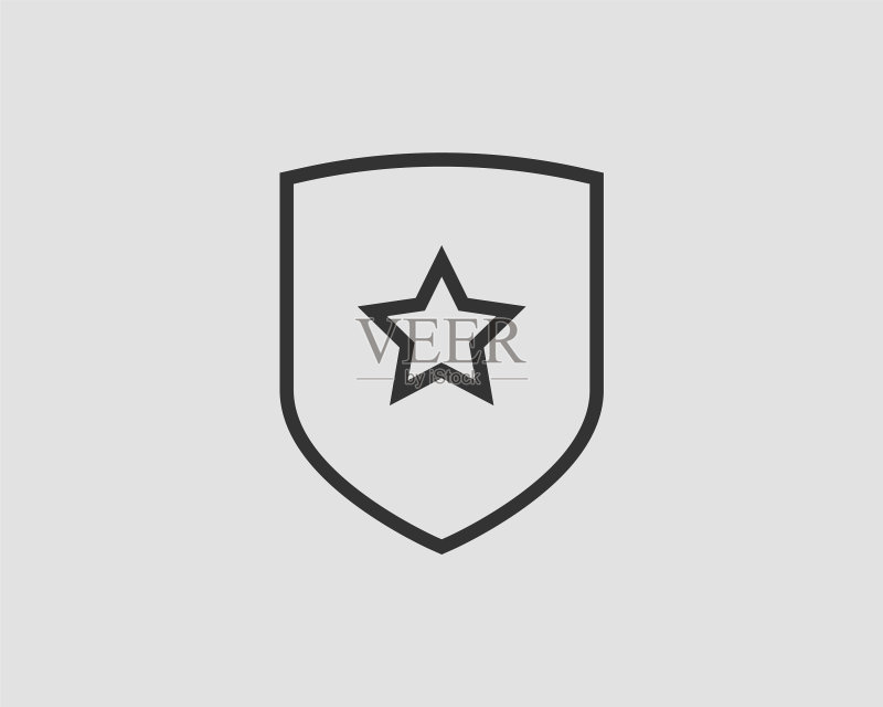 带星星图标的盾牌标志图标素材