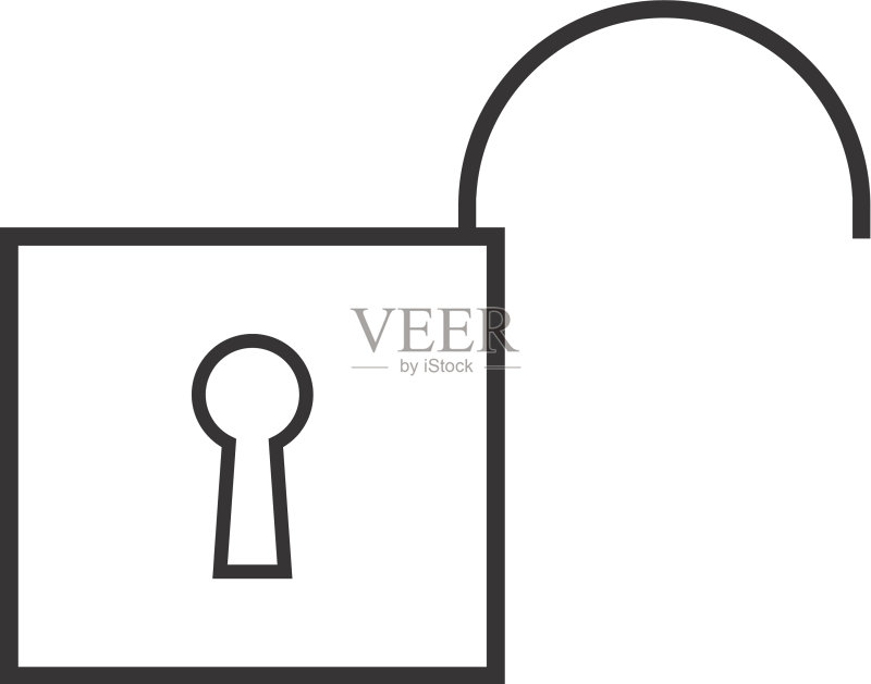 已解锁线条黑色图标图标素材