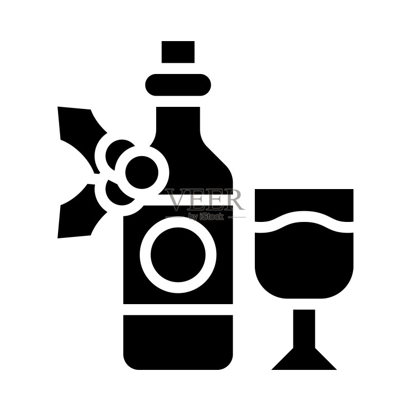 葡萄酒圣诞菜单实体风格图标图标素材