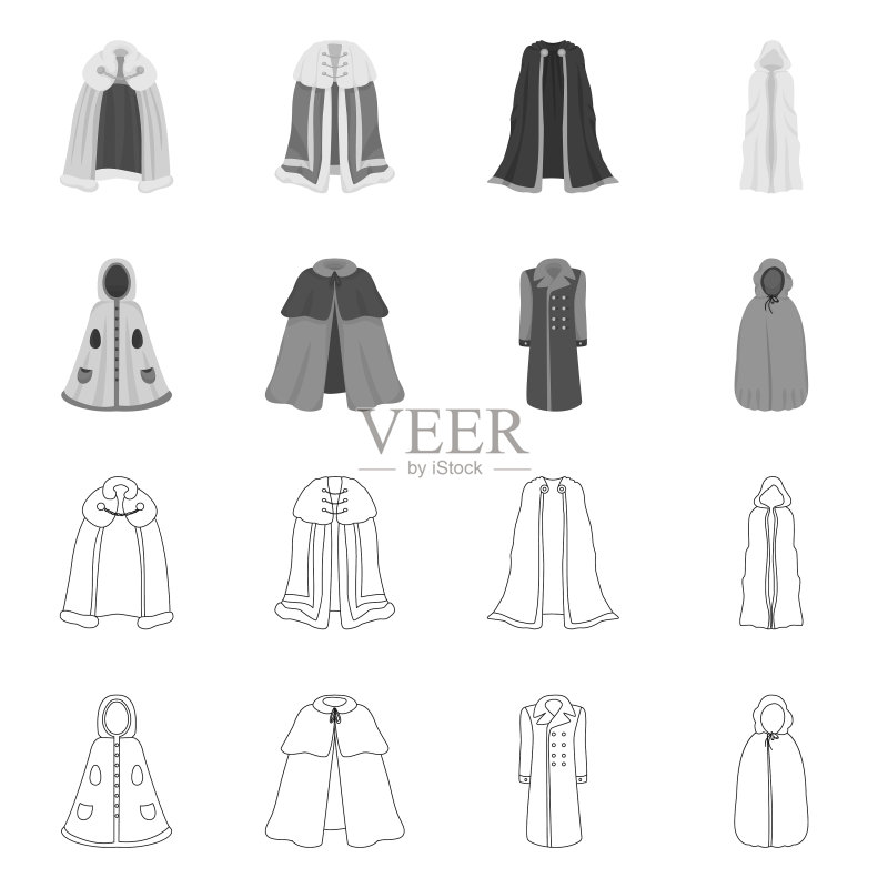 孤立的材料服装图标集图标素材