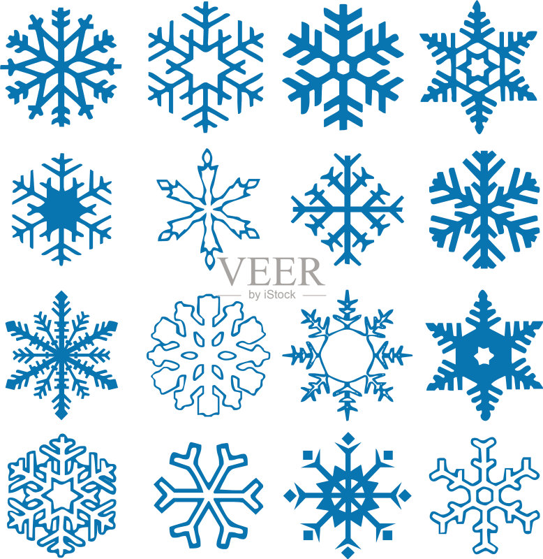 蓝色雪花图标背景合集图标素材