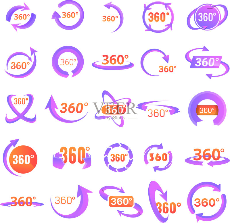 360度图标卡通风格图标素材