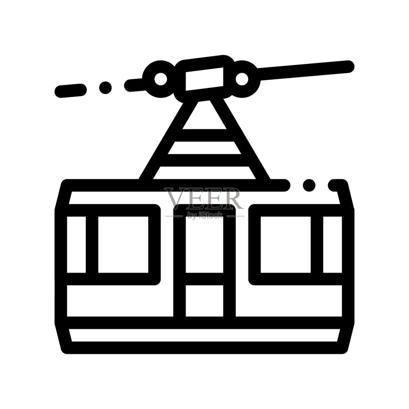 公共交通高空缆车细线图标图标素材