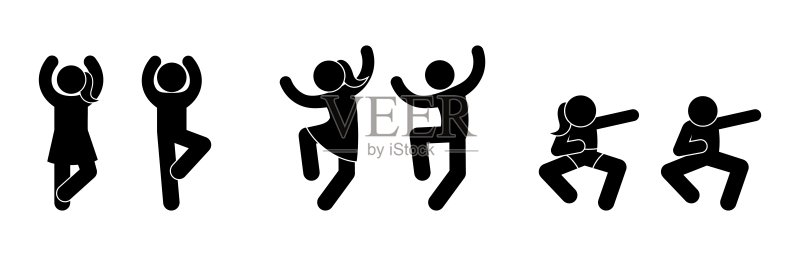 男女玩偶舞蹈动作矢量图标图标素材