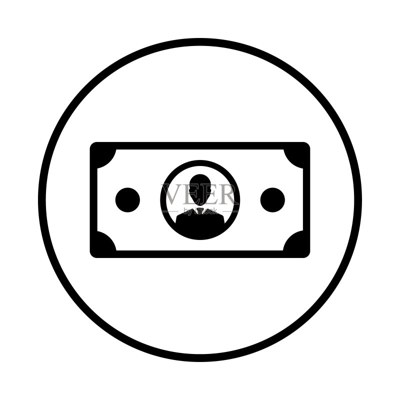 美元纸币图标黑色矢量图图标素材