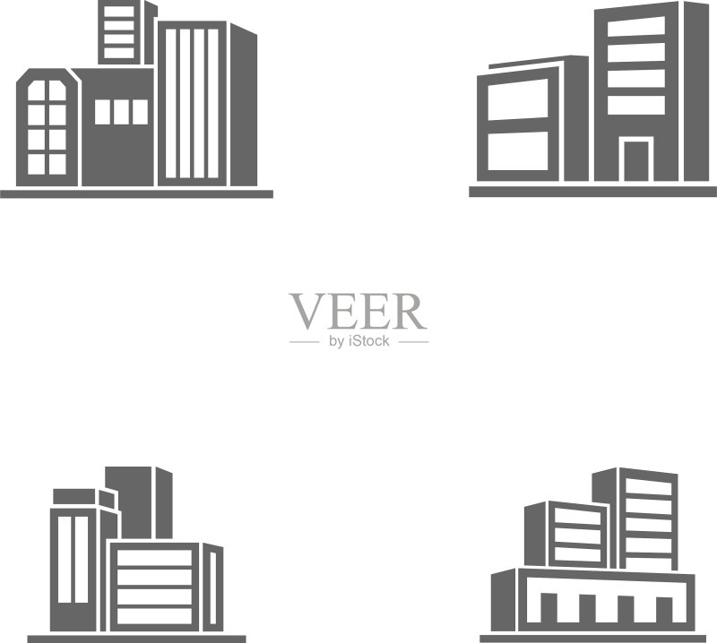 现代城市天际线LOGO设计模板套装图标素材