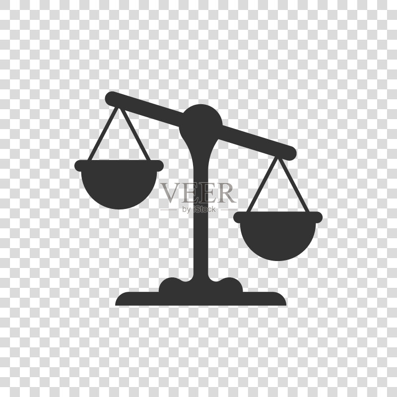 扁平风格的秤图标。天秤座矢量图，隔离背景上的质量比较标志业务概念。图标素材