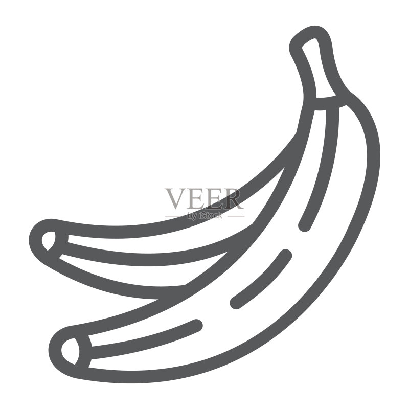 香蕉线性图标，热带果蔬图标素材
