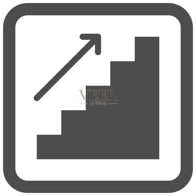 楼梯向上标志图标，寻路标志矢量图标素材