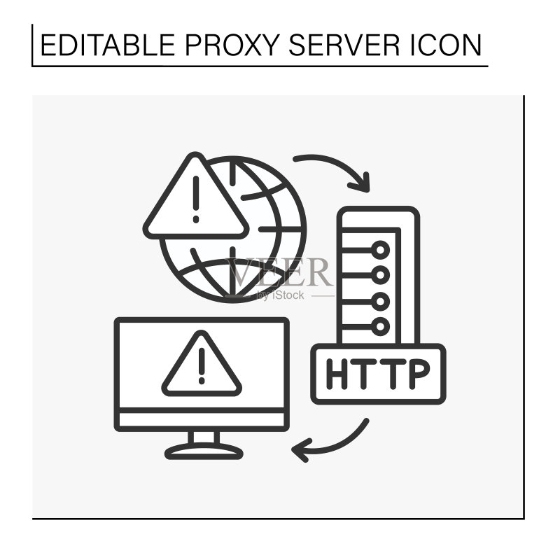 HTTP协议线性图标图标素材